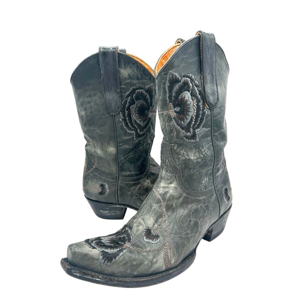 Old Gringo Women's Embroidered Flower tan Leather Western Boot SZ 7.5 RARE Snip
